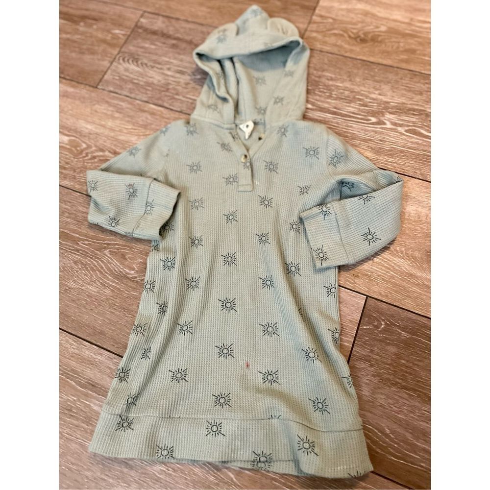 KATE QUINN LONG SLEEVE HENLEY DRESS BEAR SEA PINE TINY SUNS ORGANIC